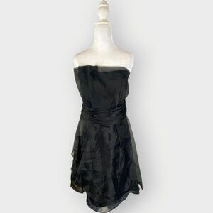 Davids Bridal Black Organza Dress | 16 | Vamp Goth Dark Wedding Fairy Grunge
